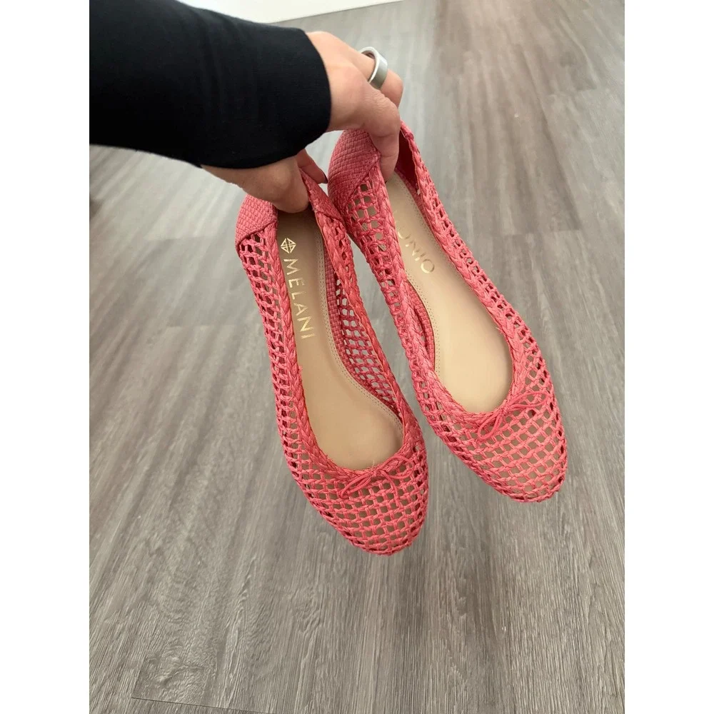 Antonio Melani Roselie Pink Woven Ballet Flats Leather Sole Size 8M